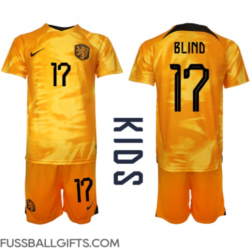Niederlande Daley Blind #17 Fußballbekleidung Heimtrikot Kinder WM 2022 Kurzarm (+ kurze hosen)